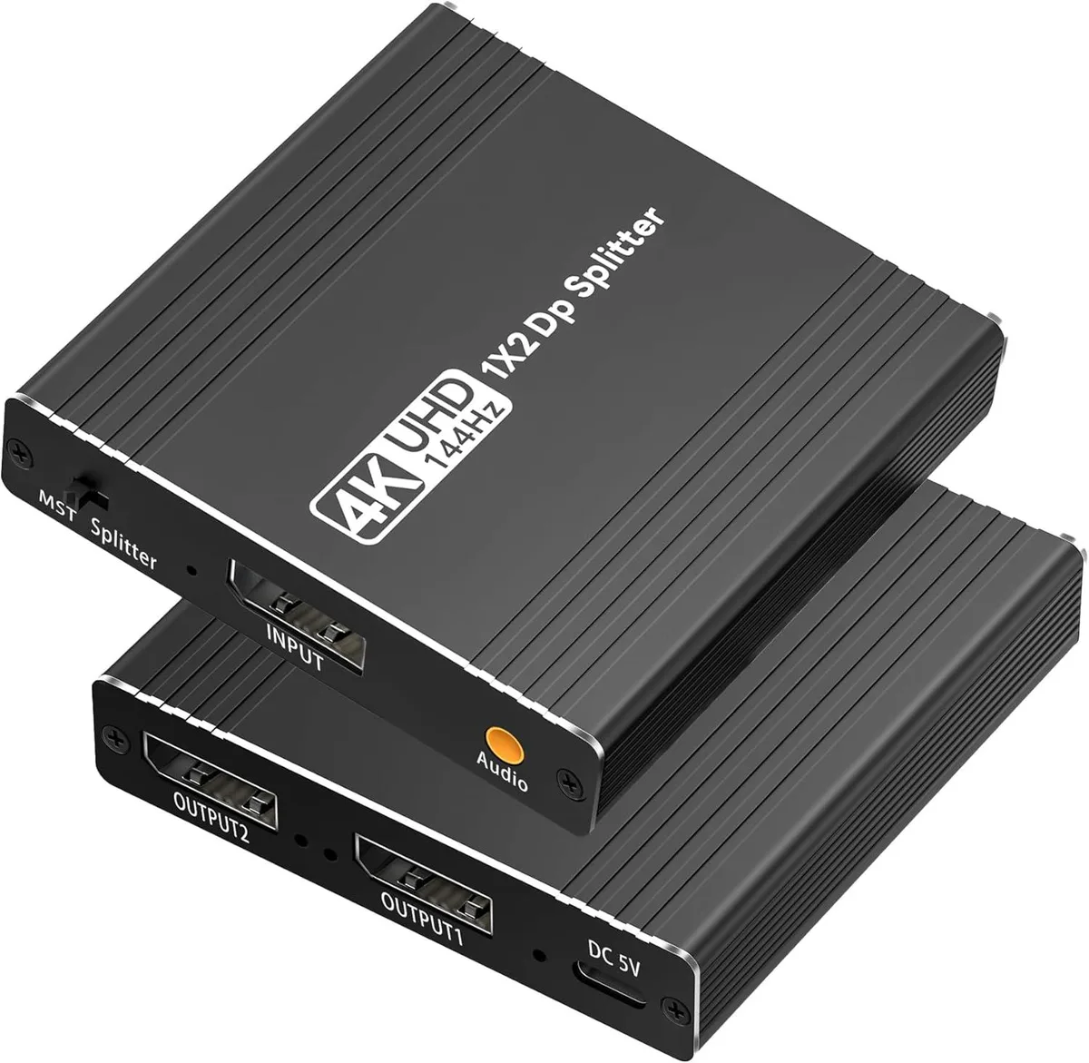 AUBEAMTO AUBEAMTO OZFD DisplayPort Splitter 1 in 2 Out 4K 144Hz Audio Extractor Black — product photo