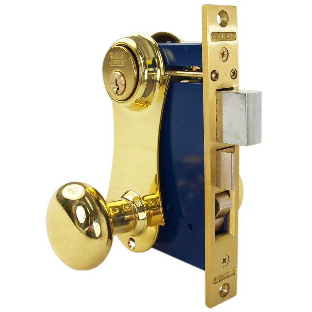 Marks USA Marks USA 21AC/3-W-LHR Polished Brass Left Hand Reverse Double Cylinder Mortise Door Lock — product photo