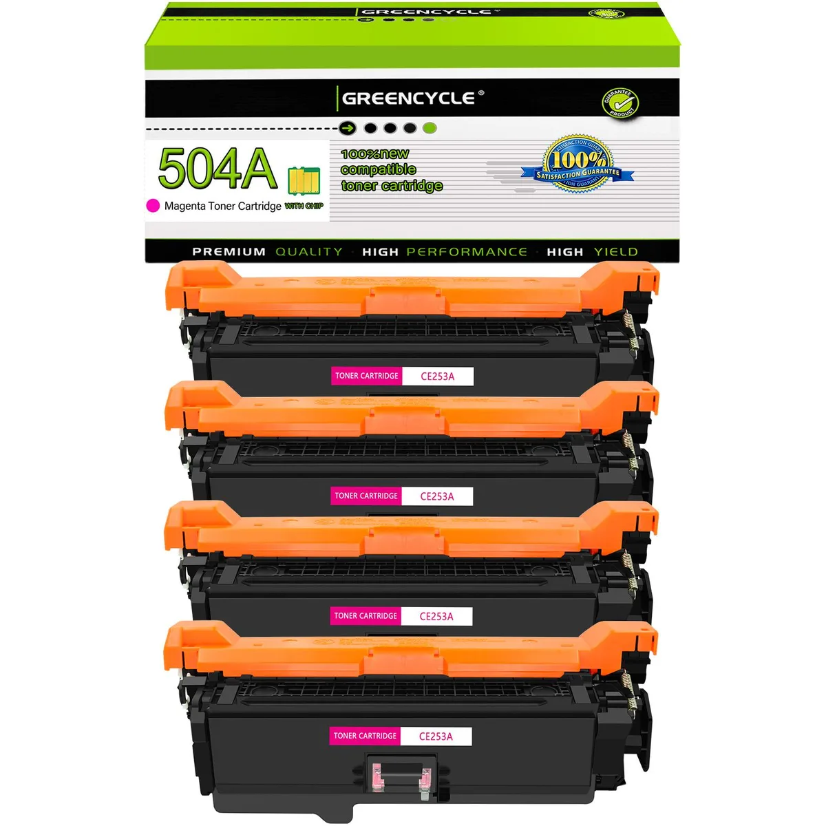 GREENCYCLE GREENCYCLE 504A CE253A Magenta Toner Cartridge 4 Pack — product photo