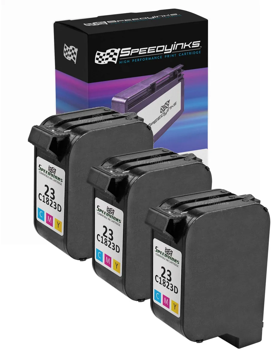 SpeedyInks SpeedyInks HP 23 C1823D Tri-Colour Ink Cartridge 3-Pack 690 Pages — product photo