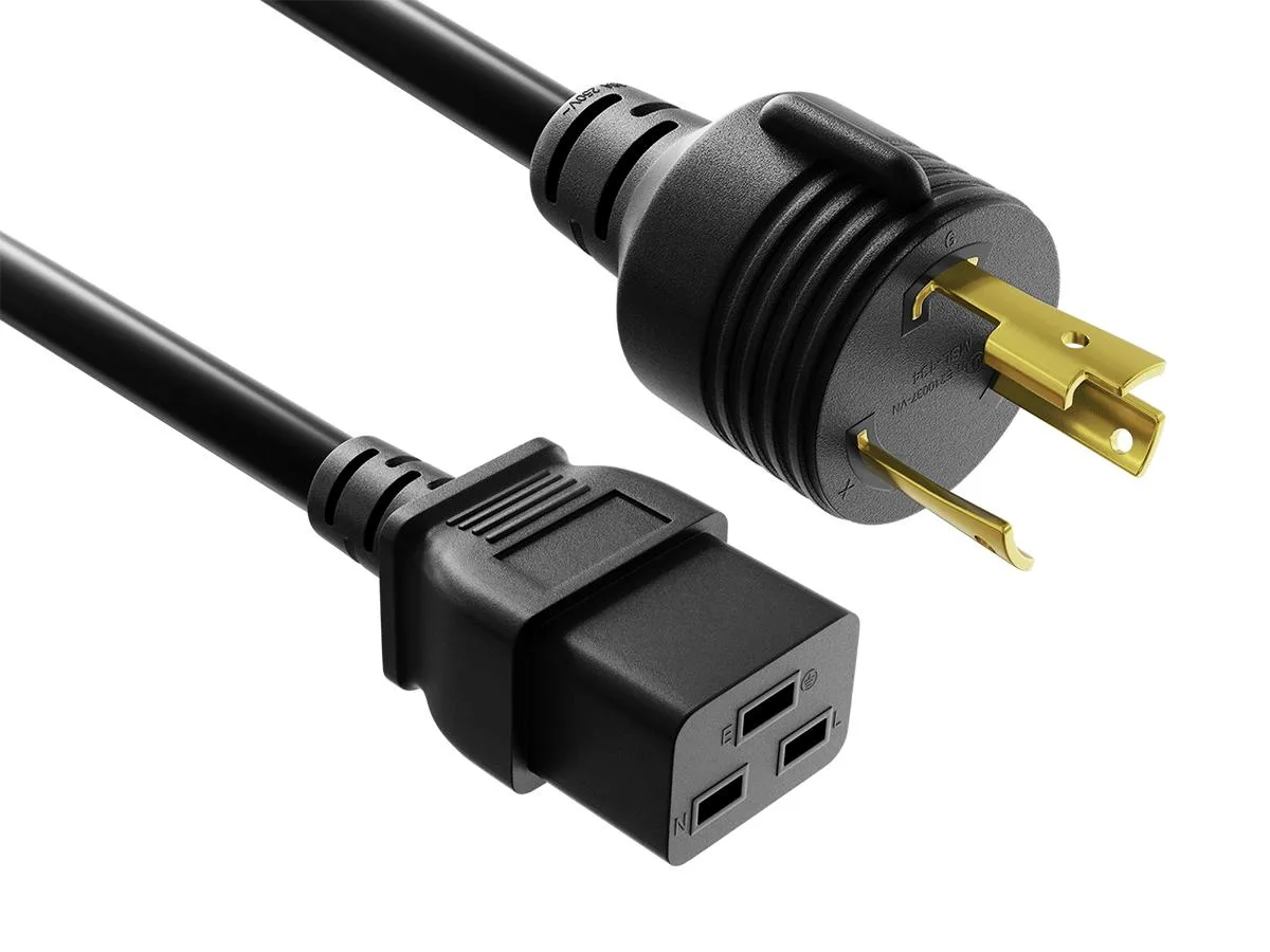 Cable Leader Cable Leader 8 ft NEMA L6-30P to C19 Locking Power Cord 12 AWG SJT 10A/125V Black — product photo