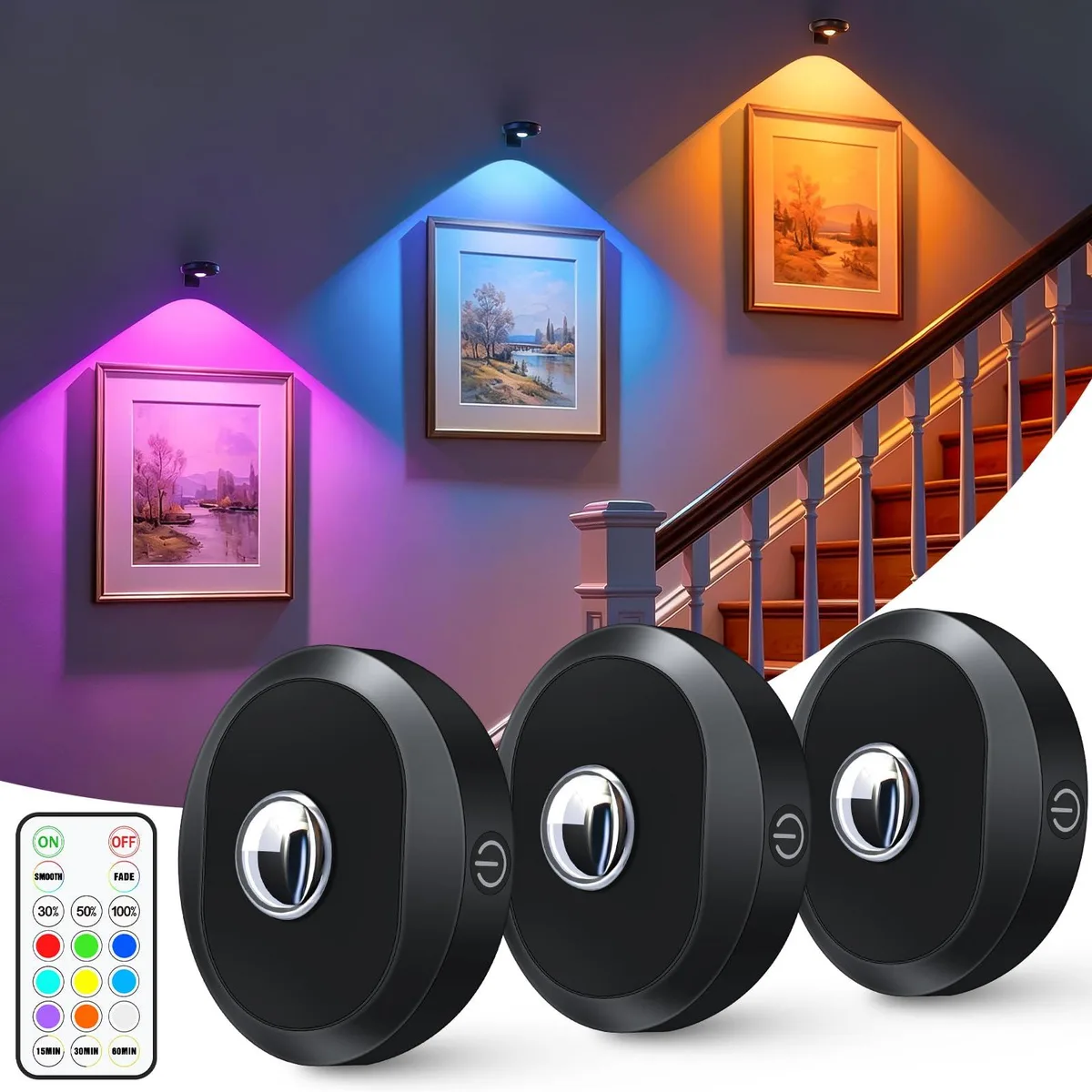 DNBeffulgent DNBeffulgent WILLED 3 Pack RGB Picture Lights light kit — product photo