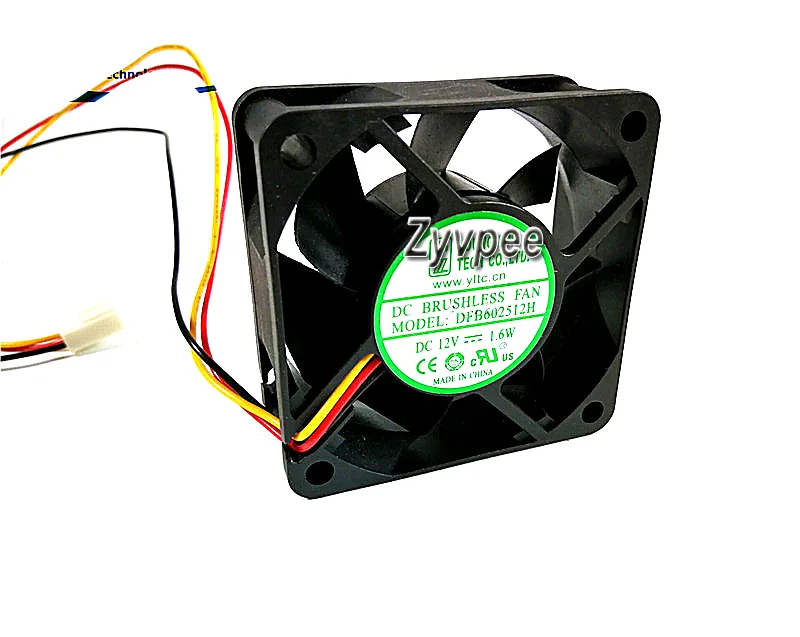 Zyvpee Zyvpee DFB602512H 60x25mm 12V 1.6W 3-pin ball bearing case fan — product photo