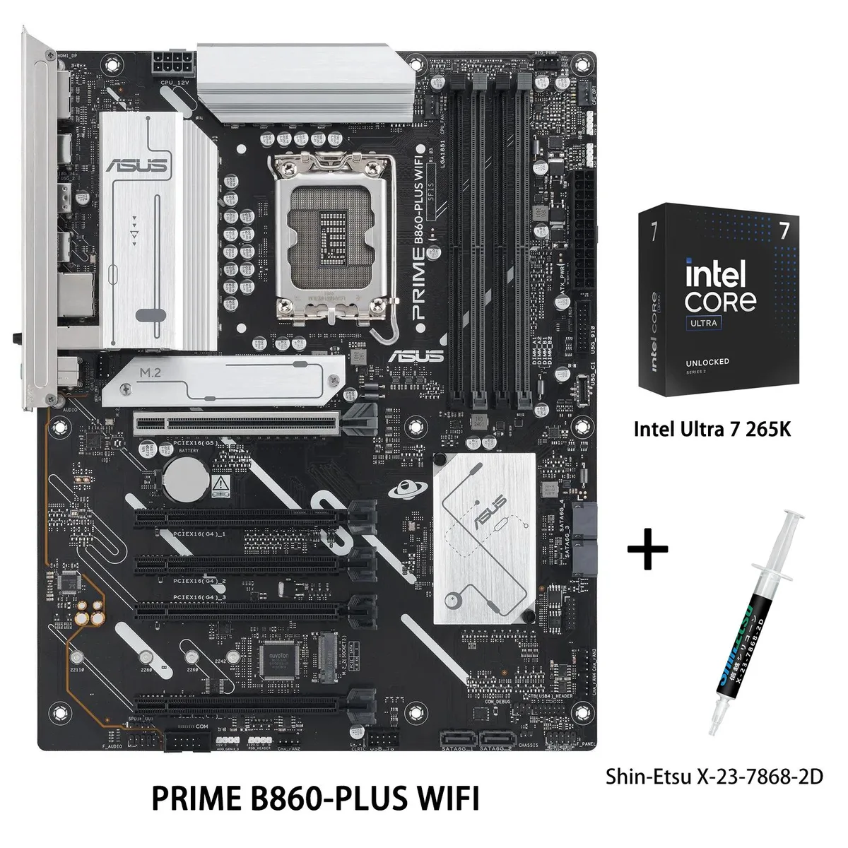ASUS ASUS PRIME B860-PLUS WIFI + Intel Ultra 7 265K Combo Intel motherboard — product photo
