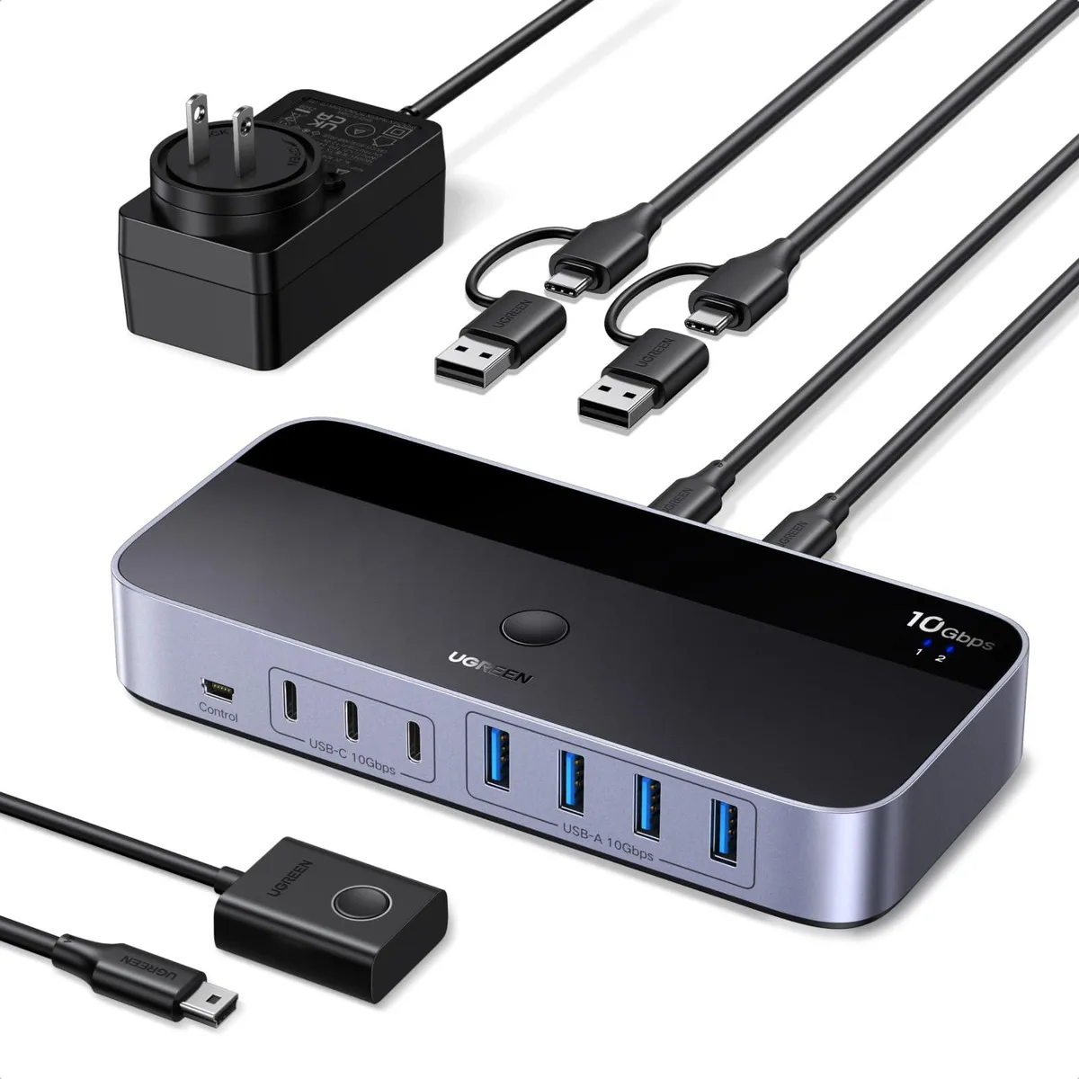  UGREEN 75087 2-in 7-out USB 3.2 KVM switch — product photo