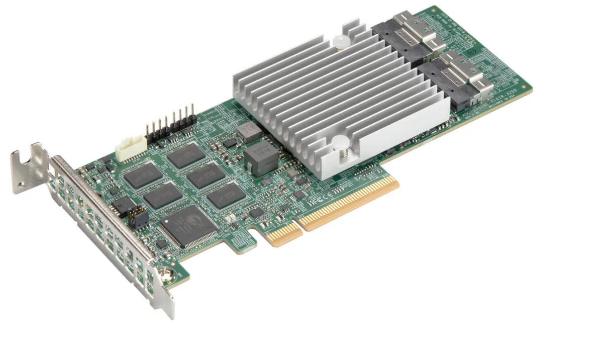 Supermicro Supermicro AOC-S3908L-H8IR-16DD-O server accessory 16 devices 100 Ohm — product photo