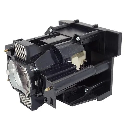 A bare DLP projector lamp module with a rectangular housing and exposed glass bulb