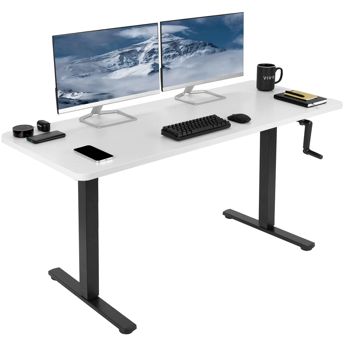 VIVO VIVO Manual 60 x 24 Stand Up Desk White Top Black Frame — product photo