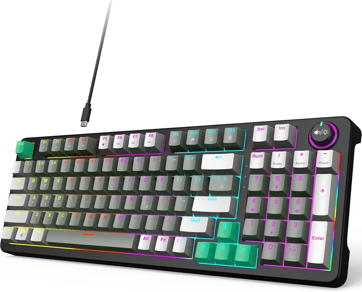 usbroway usbroway AK96 Mechanical Gaming Keyboard Blue Switch 96 Keys Grey Black — product photo
