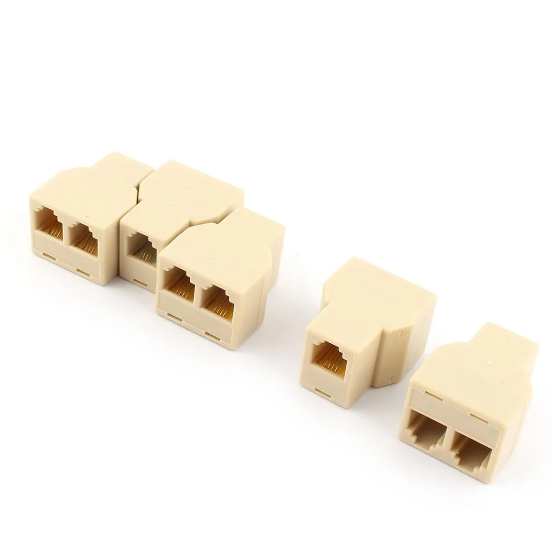 Unique-Bargains Unique-Bargains RJ11 6P4C Female to Dual Female Y Splitter Beige 5pcs — product photo