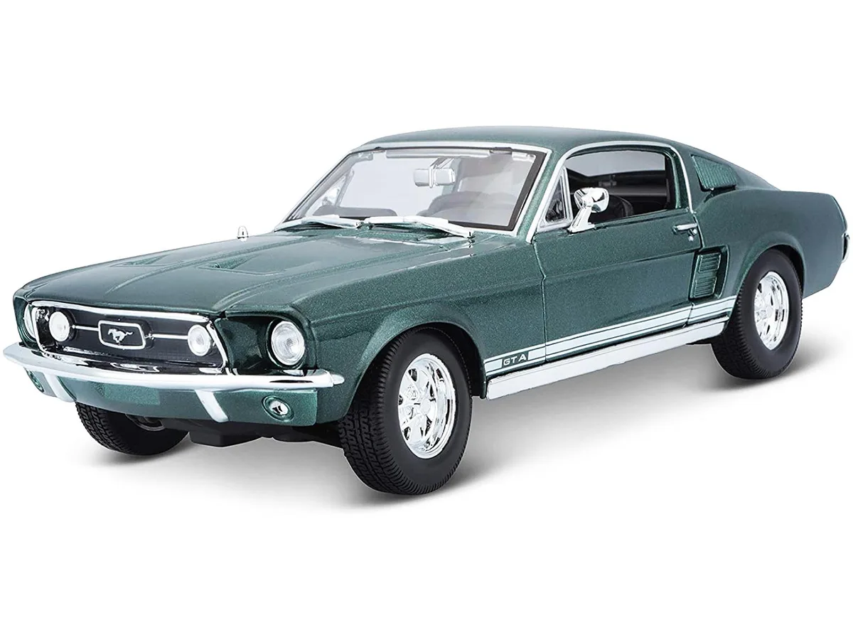 Maisto Maisto 1967 Ford Mustang GTA Fastback Green Metallic White Stripes 1/18 Diecast Hobby Collectible — product photo