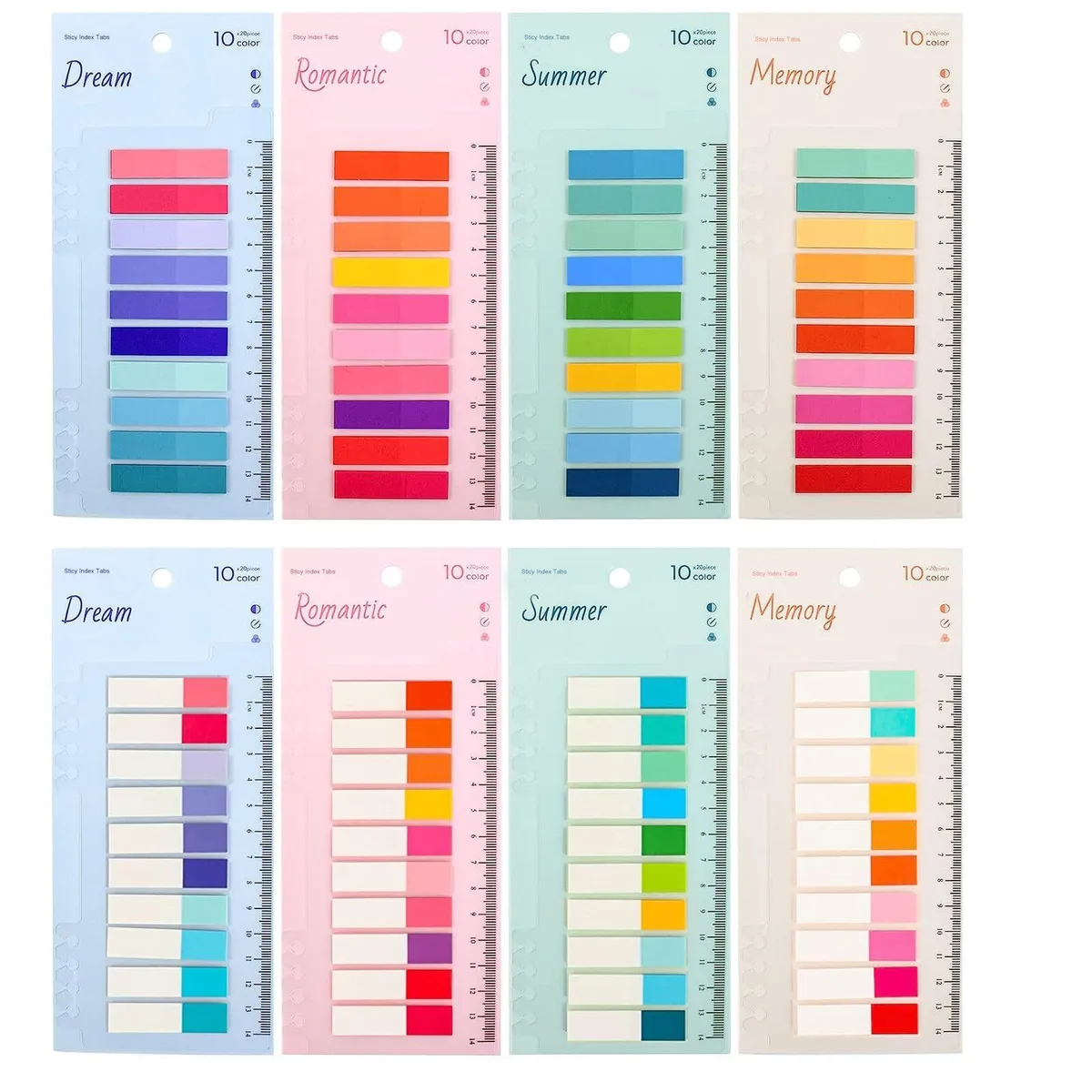 Multicoloured translucent sticky tabs in a dispenser, 1600 sheets