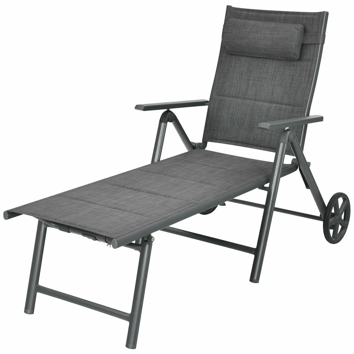 SlickBlue SlickBlue Patio Reclining Chaise Lounge Adjustable Pillow Grey — product photo