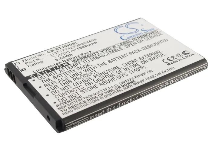 Rectangular black battery pack with label visible