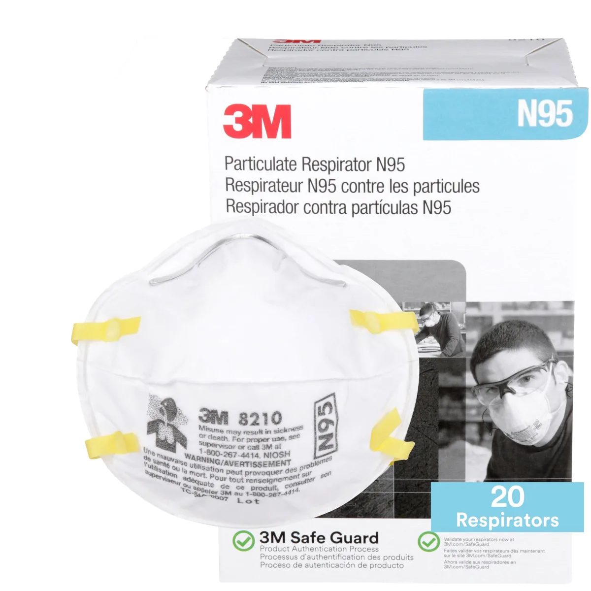  3M 8210 N95 Particulate Respirator Pack of 20 — product photo