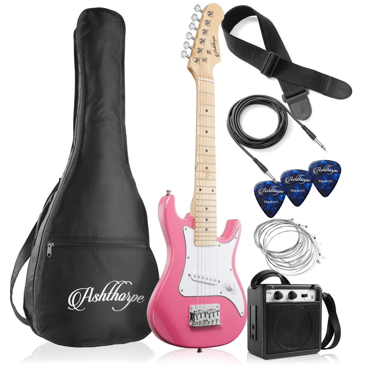 Ashthorpe Ashthorpe 30-inch Electric Guitar Kit Pink 21 Frets — product photo