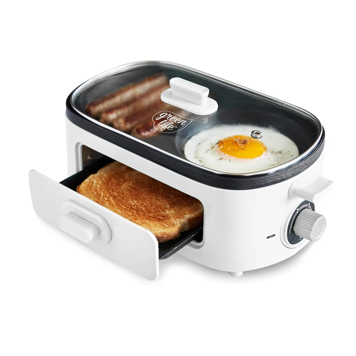 GreenLife CC006796-001 3-in-1 Breakfast Maker Griddle White 350W — product photo