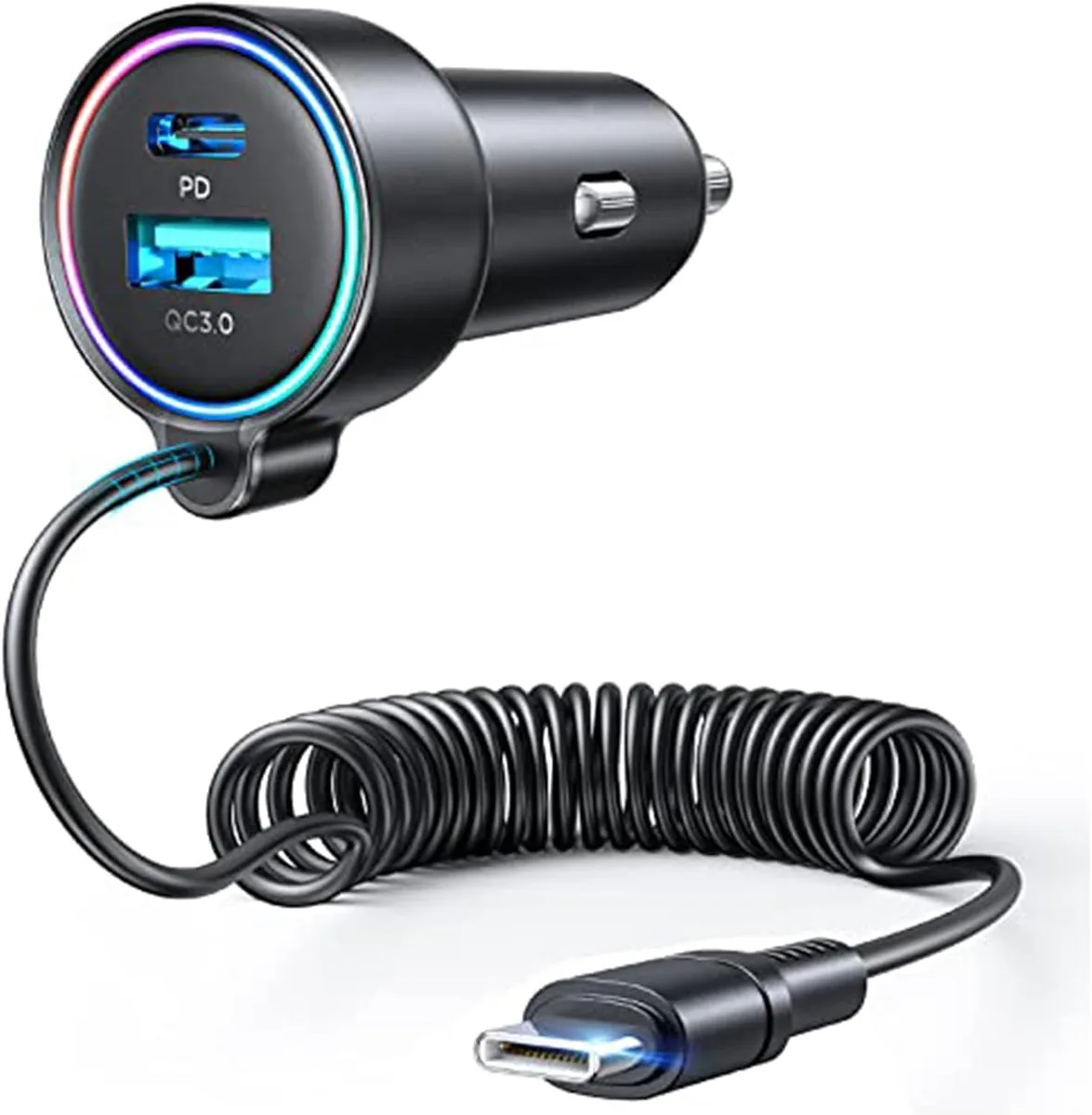 Leelbox Leelbox 90W Car Charger 45W Coiled Cable — product photo