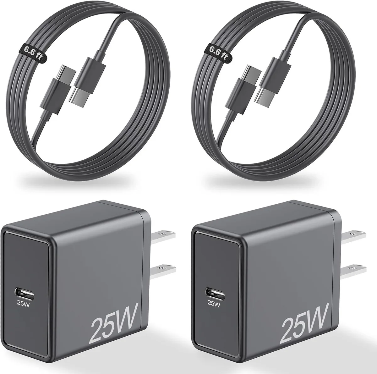 ONITOON ONITOON 2 Pack 25W USB-C PD 3.0 Wall Charger + 2×6.6ft Cables — product photo