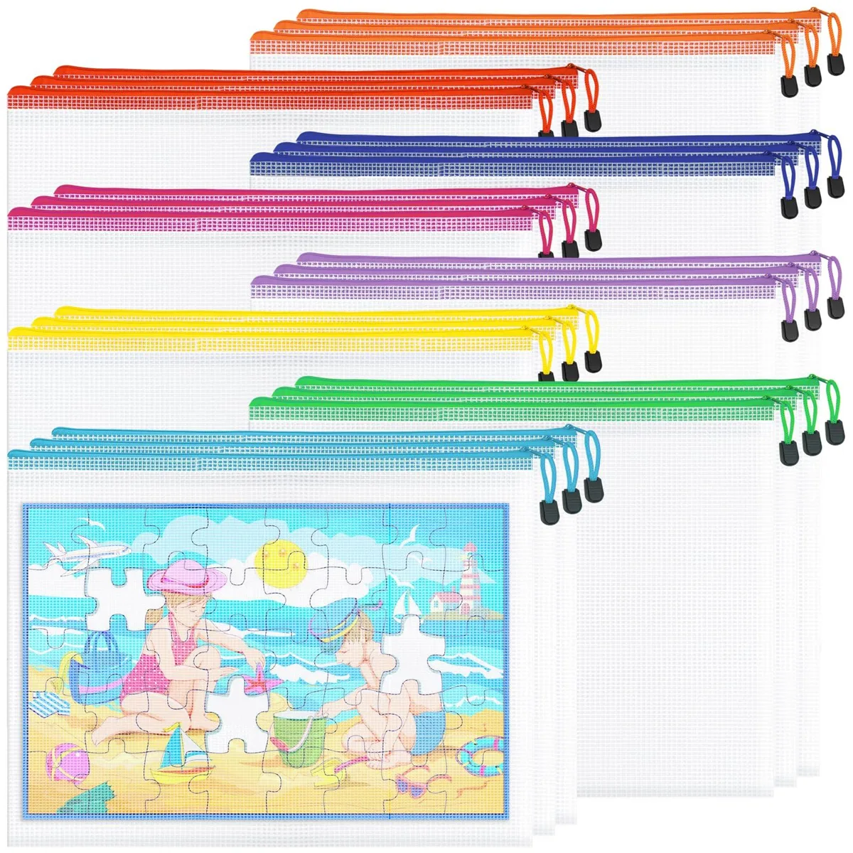  Betco Zipper Pouch A3-24 24pcs Mesh File Bags 16.7x12.7 Inch Multi-Color — product photo