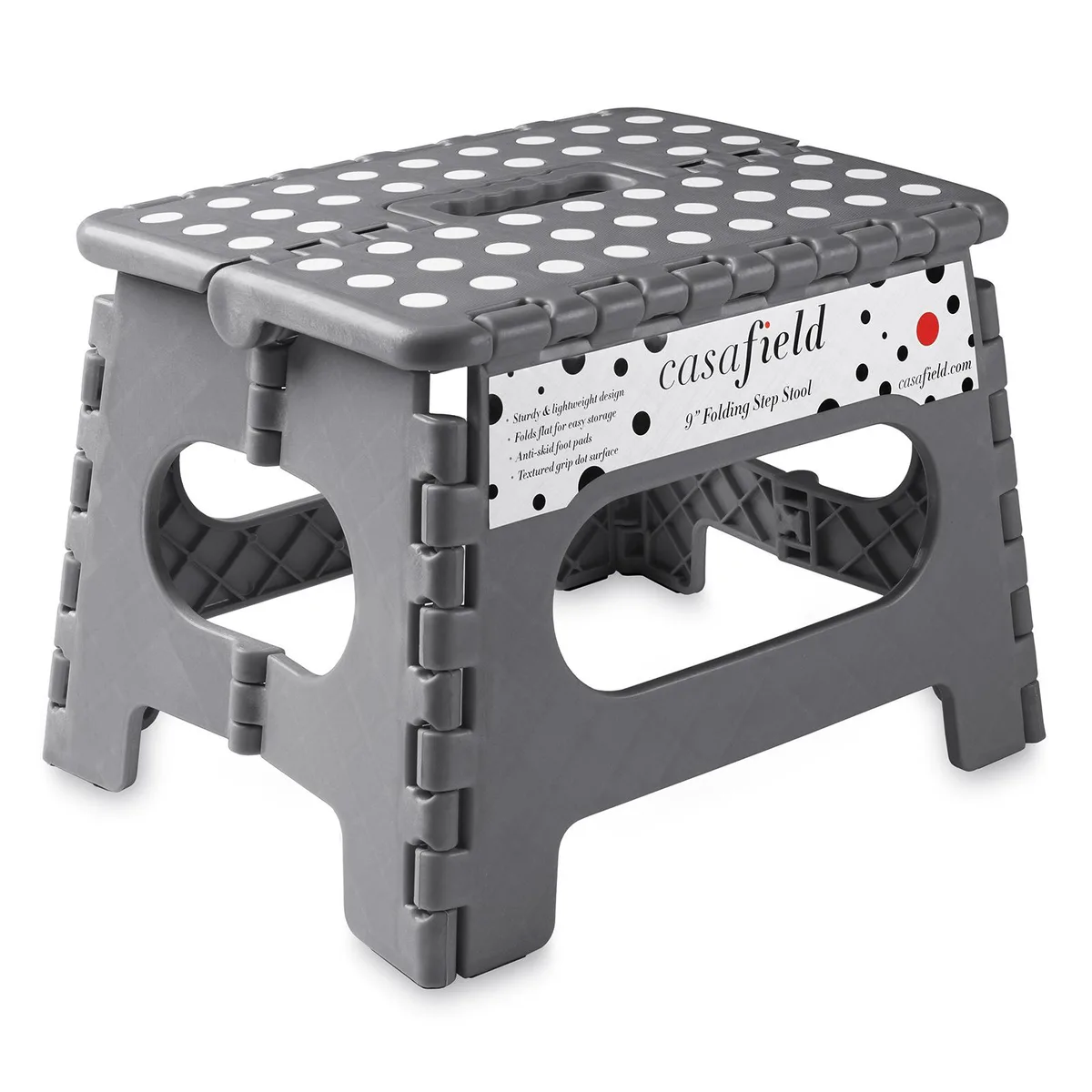 Casafield Casafield 9" Folding Step Stool with Handle, Gray — product photo