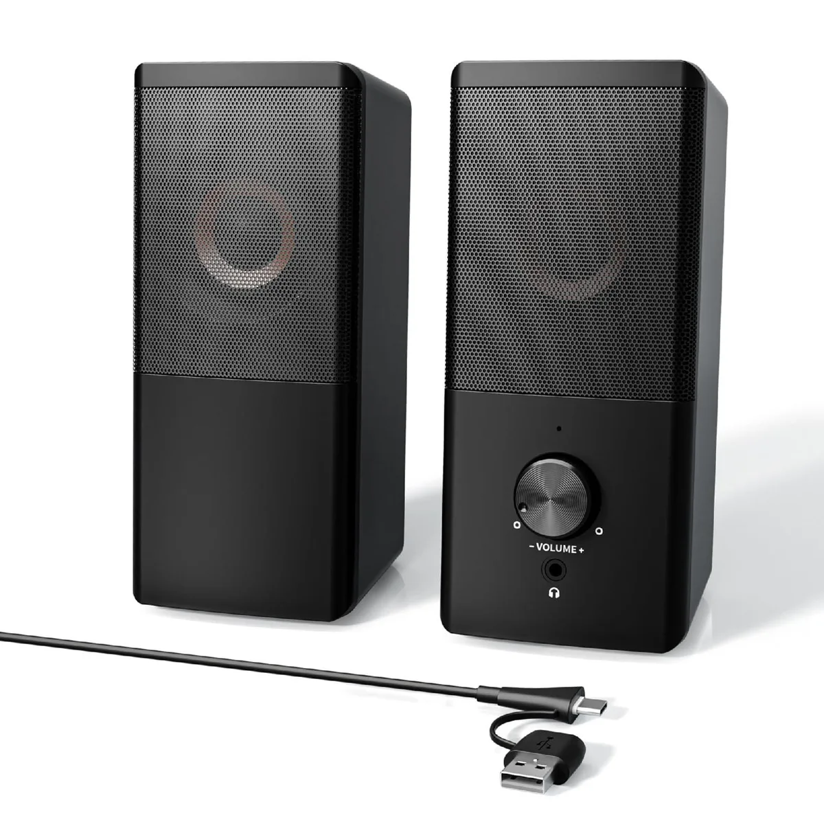 Wired Computer Speakers 2.0 Stereo USB-A/USB-C Black — product photo