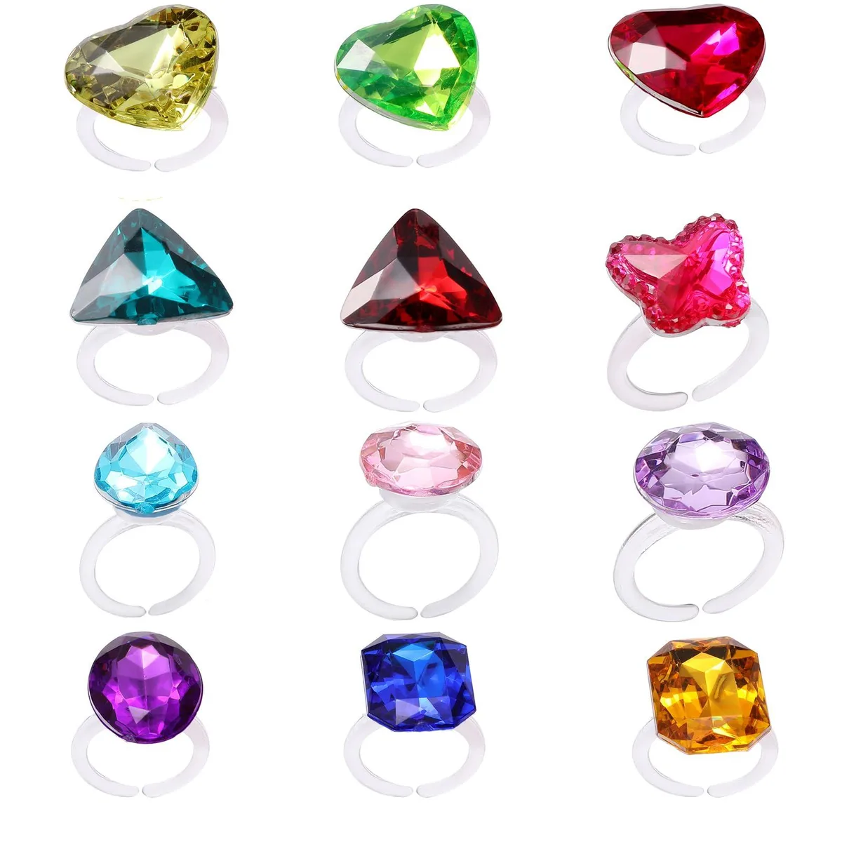  RICHNESS LX1901 ring 12pcs adjustable rhinestone plastic — product photo