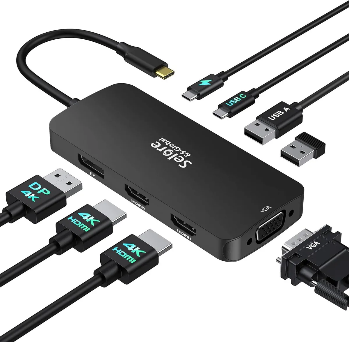 MCHOSE MCHOSE USB C Docking Station Dual HDMI 3 Monitors 100W PD (Black) — product photo