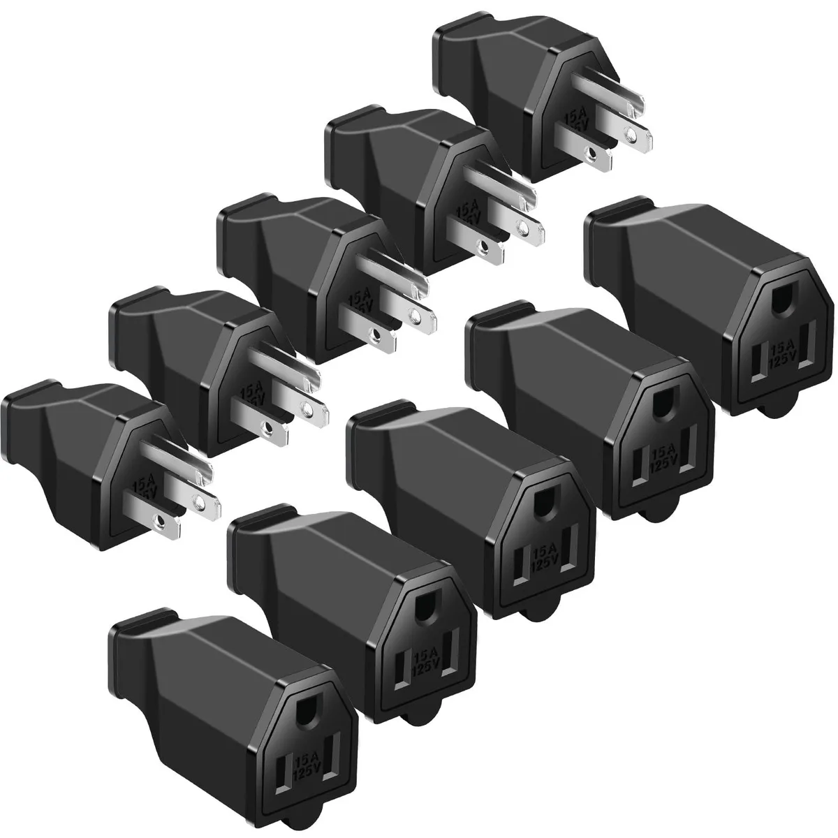  Extension Cord Plug Replacement Male Female 5 Sets 15A 125V 1875W — product photo