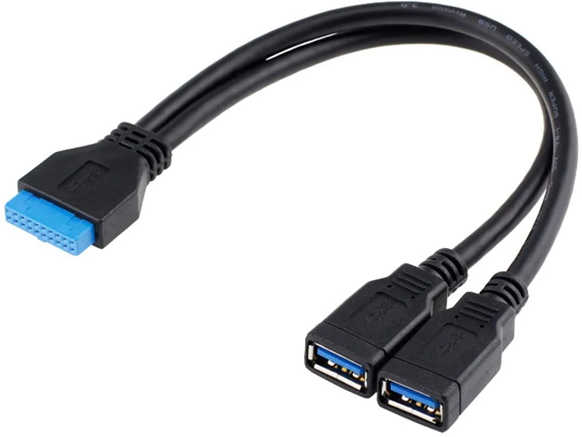 HANNORD HANNORD USB 3.0 20-pin header to dual USB-A female cable 30cm — product photo
