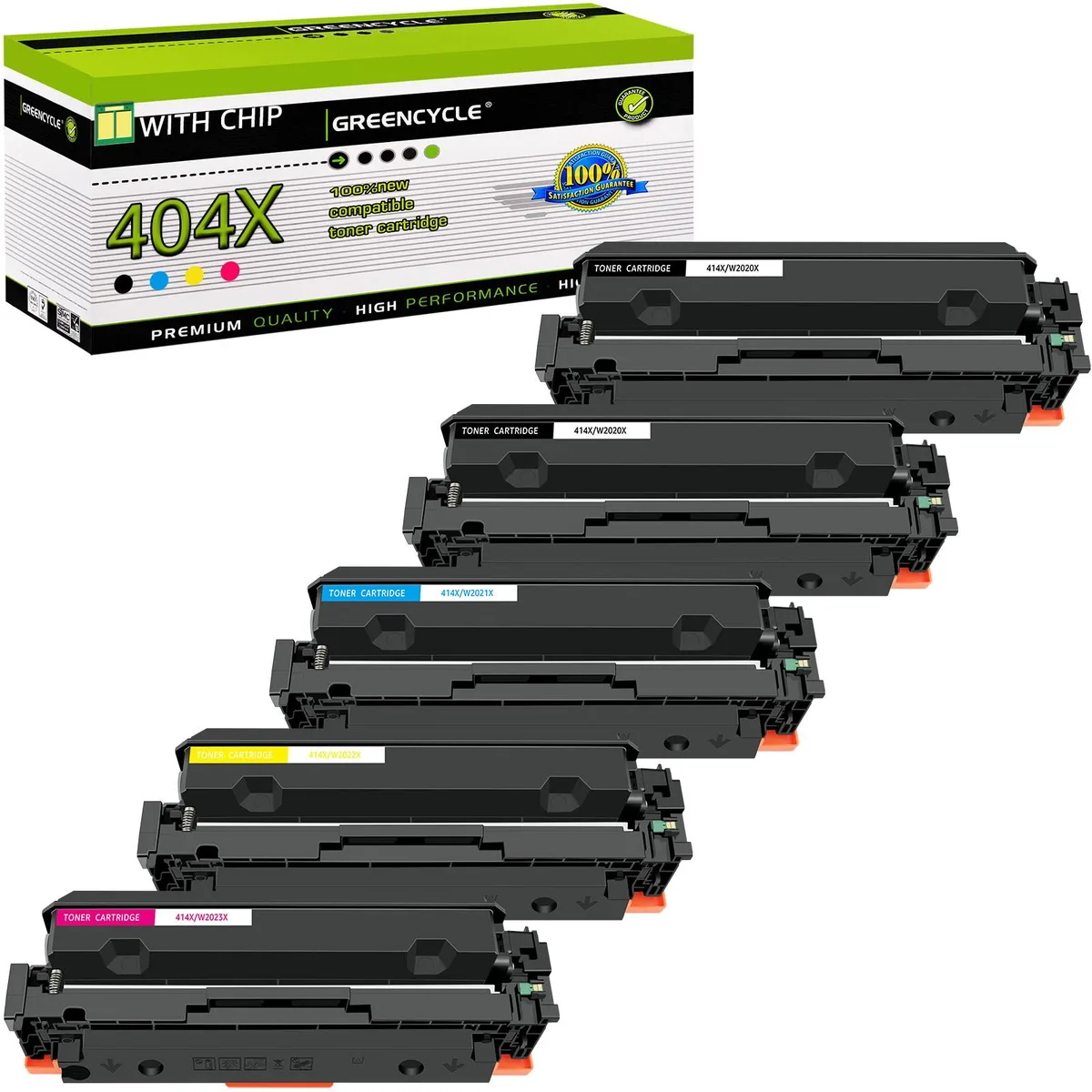 GREENCYCLE GREENCYCLE 414X 5-Pack Toner Cartridge (2 Black 1 Cyan 1 Yellow 1 Magenta) — product photo