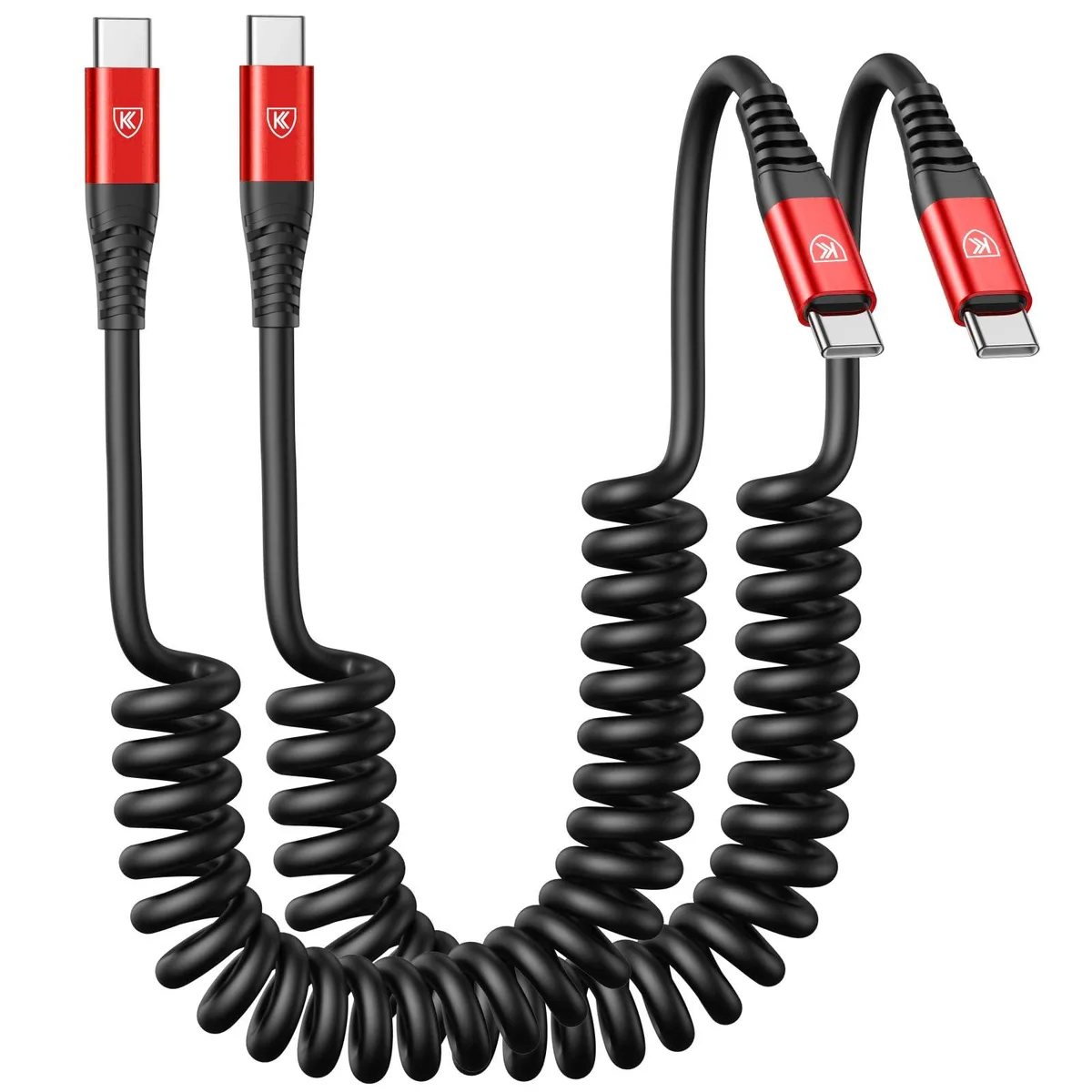 KEHIPI KEHIPI USB C to USB C coiled cable 6ft 2-pack red — product photo