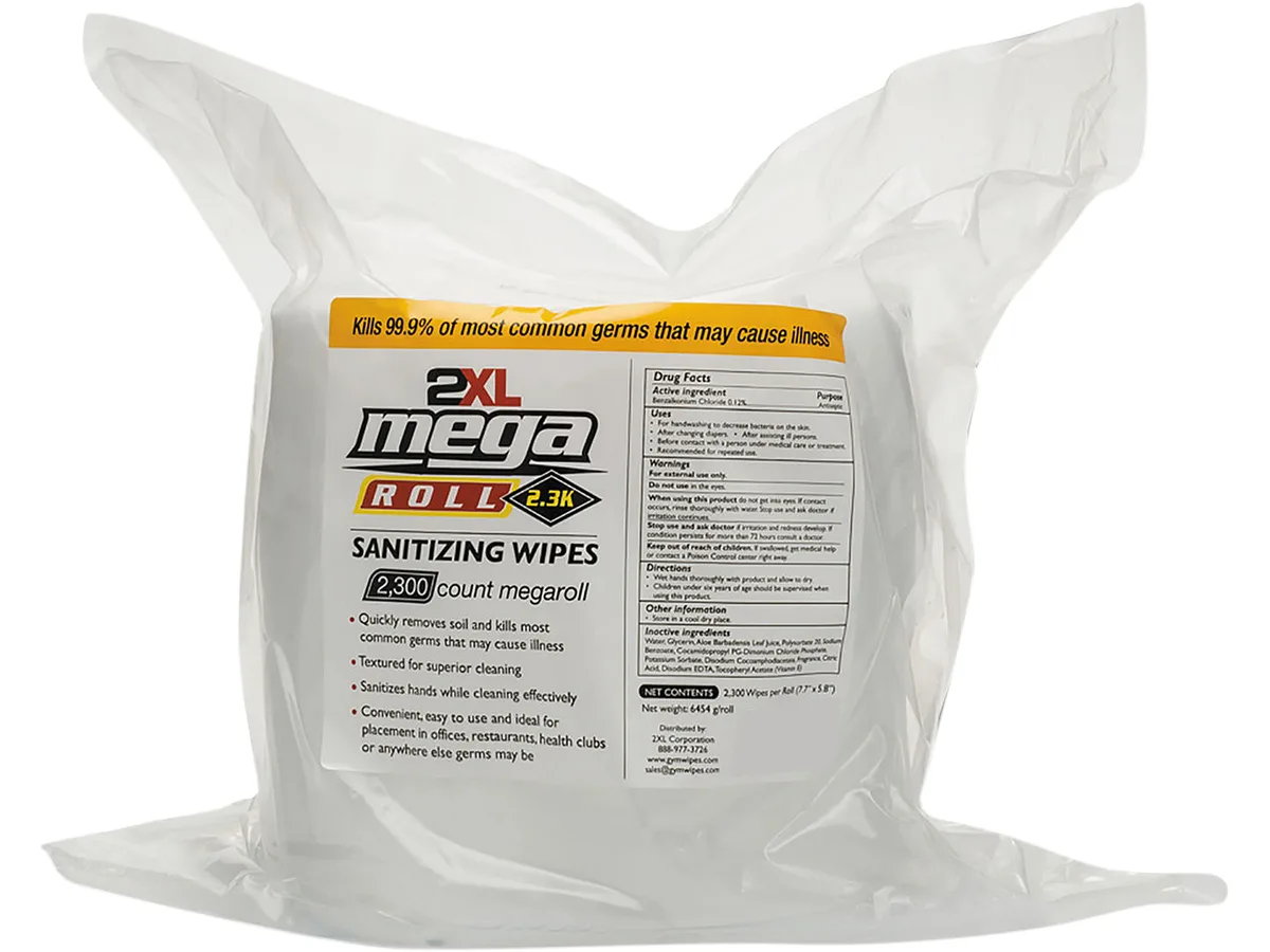 2XL CORPORATION 2XL CORPORATION 2XL422 Mega Roll Sanitizing Wipes Refill, 2 rolls × 300 wipes, 7.7" × 6 — product photo