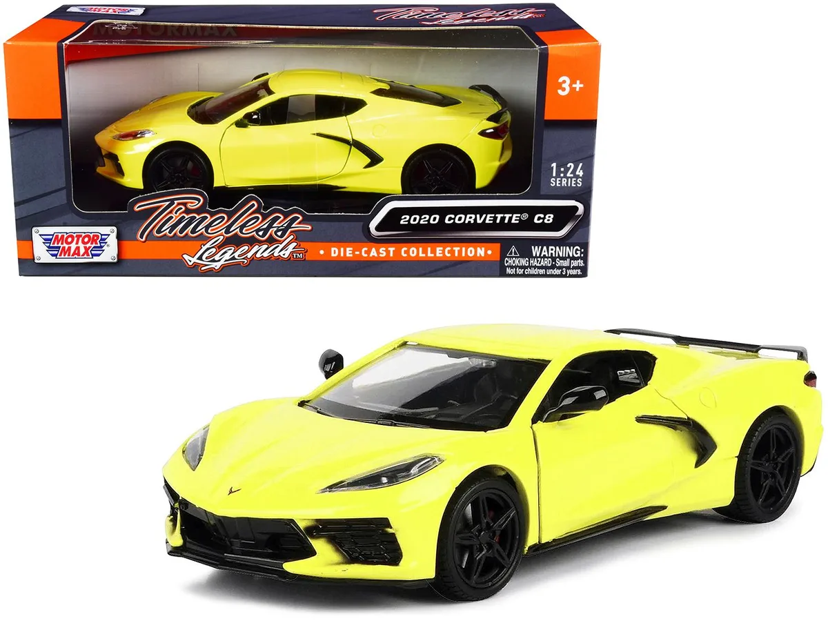 MOTORMAX MOTORMAX 2020 Chevrolet Corvette C8 Stingray Yellow Timeless Legends 1/24 Diecast Vehicle — product photo