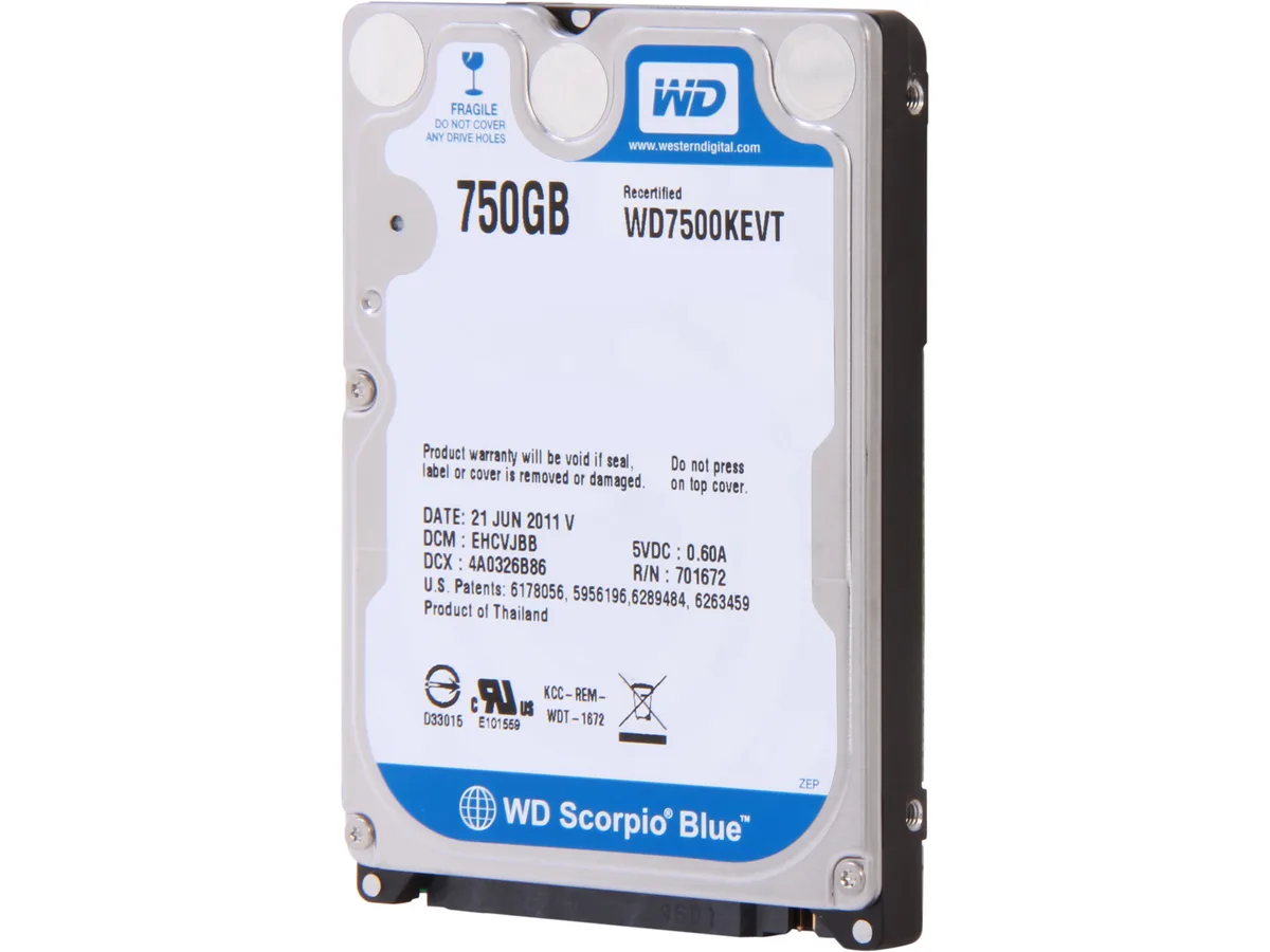 Western Digital Western Digital WD7500KEVT 750GB 5200 RPM 8MB Cache SATA 3.0Gb/s 2.5" laptop hard drive — product photo