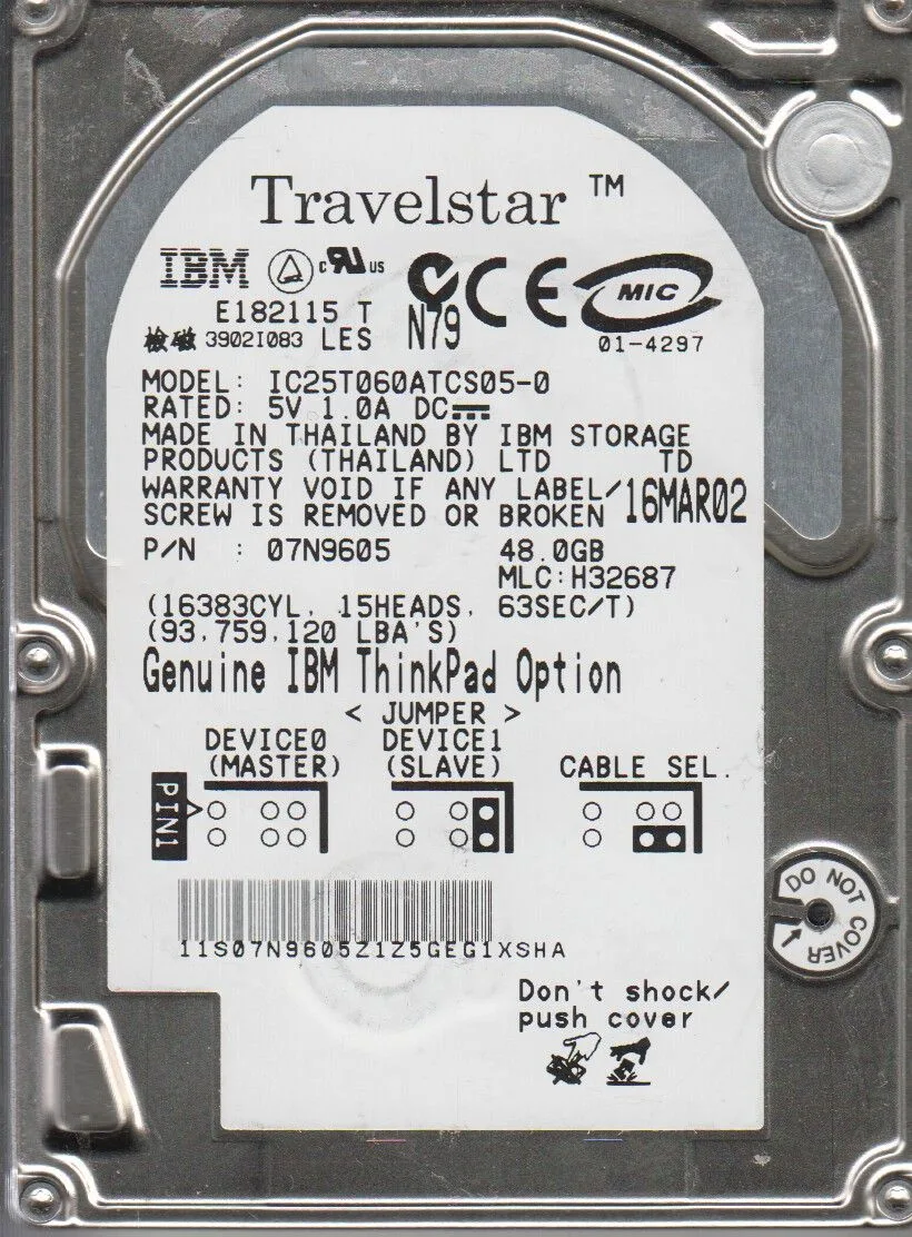 IBM IBM IC25T060ATCS05-0 60 GB 5400 RPM 2.5" laptop hard drive — product photo