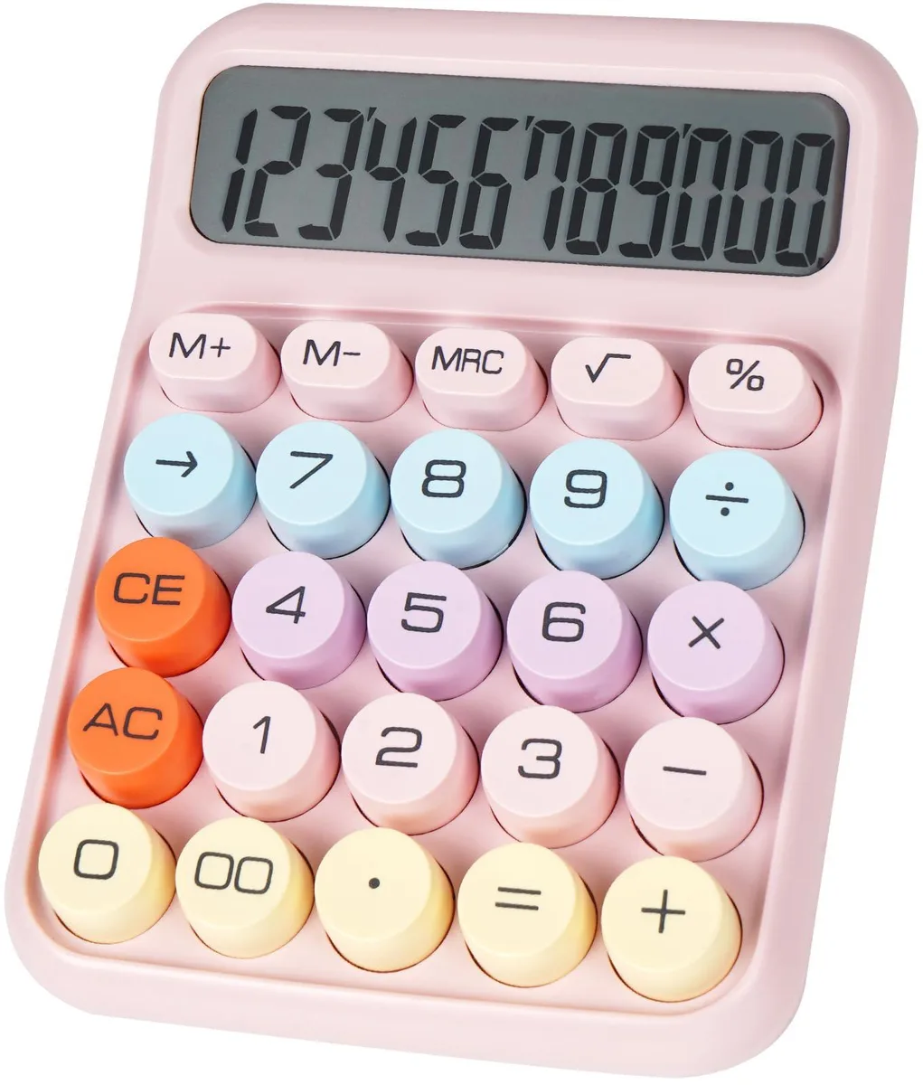  DANRONG Mechanical Switch Calculator 12 Digits Pink — product photo
