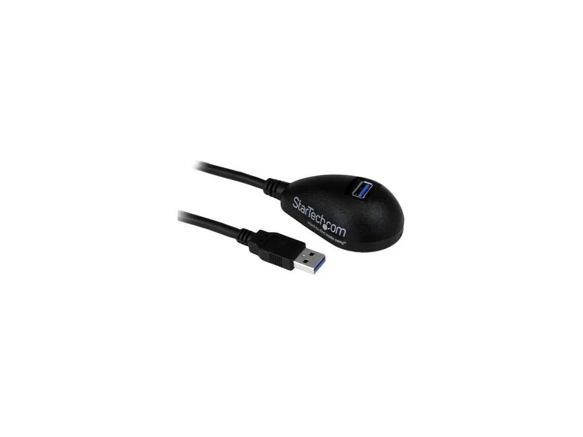 Black USB 3.0 extension cable, male to female, five feet long