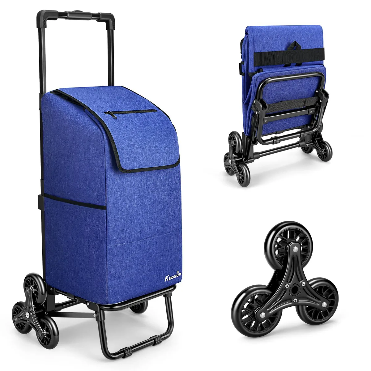  KEDSUM 2 in 1 Stair Climbing Cart 60L 300LBS Blue — product photo