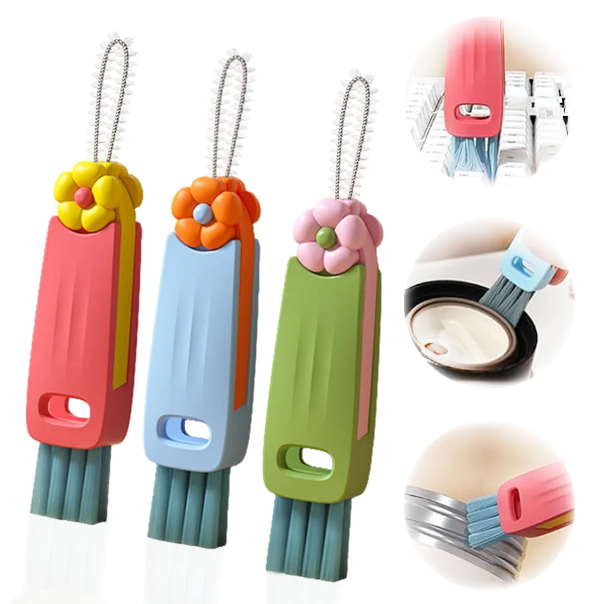  3 in 1 Cup Lid Gap Cleaning Brush Set Home Kitchen Cleaning Tools 3PCS — product photo