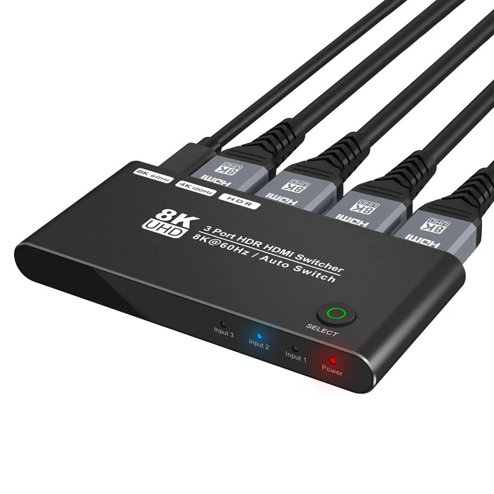 LUOM LUOM TJ-A125 HDMI 2.1 3-in-1-out video switch 8K@60Hz 4K@120Hz 48Gbps — product photo