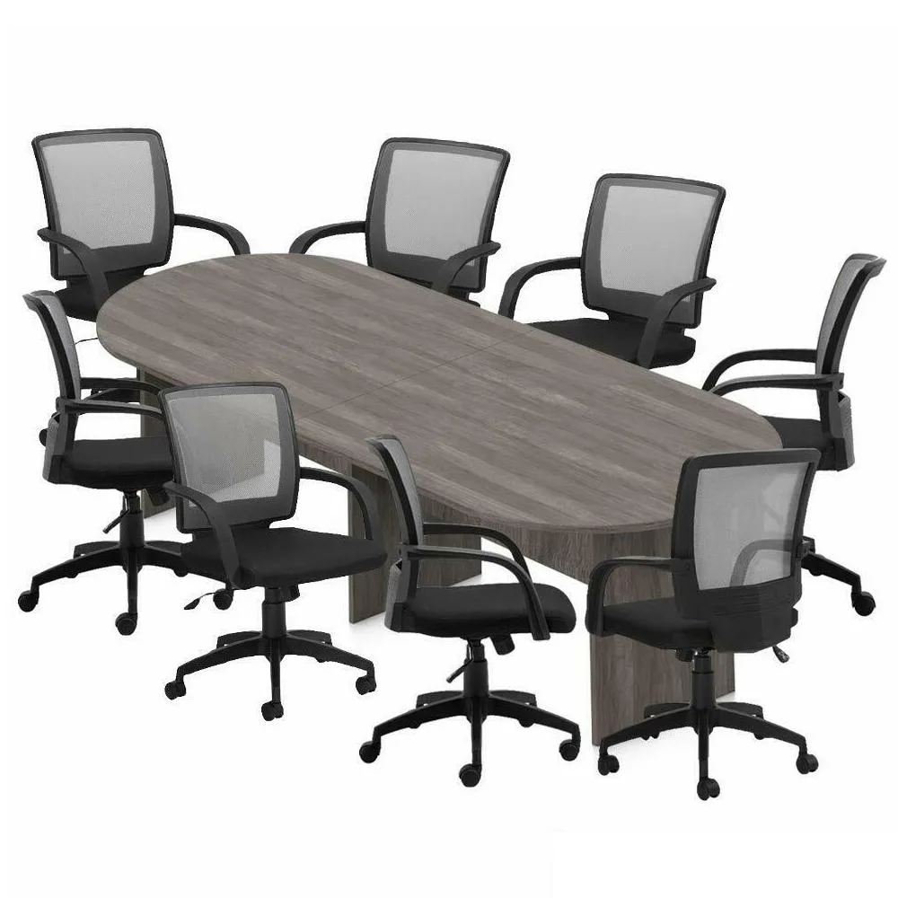 GOF GOF 10 FT Racetrack Conference Table 8 Chairs Set Artisan Gray office furniture — product photo
