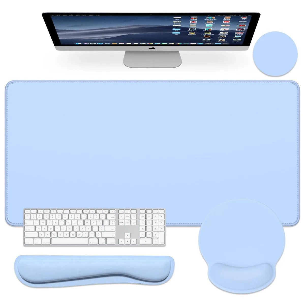  Dapesuom DA-4HSTZ-Sky Blue 4-in-1 desk mat set, 31.5 x 15.7 in, sky blue — product photo