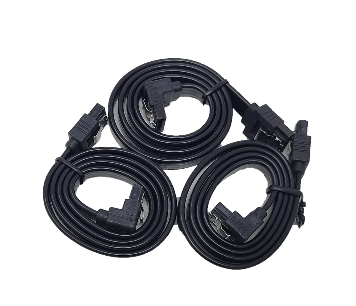 Micro Connectors Micro Connectors SATA III straight to right-angle cable 20" black 3-pack — product photo