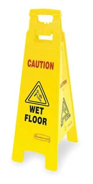 Rubbermaid Rubbermaid FG611477YEL Yellow Caution Wet Floor Sign cleaning — fotografie produktu