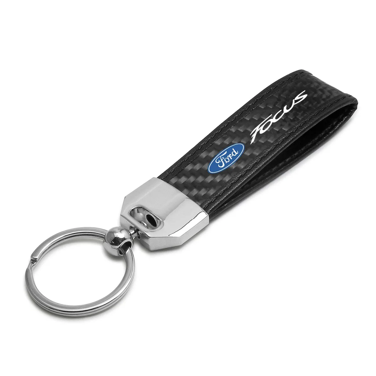 iPick Image, LLC iPick Image, LLC Ford Focus Carbon Fiber Leather Key Chain Black Stitching — product photo