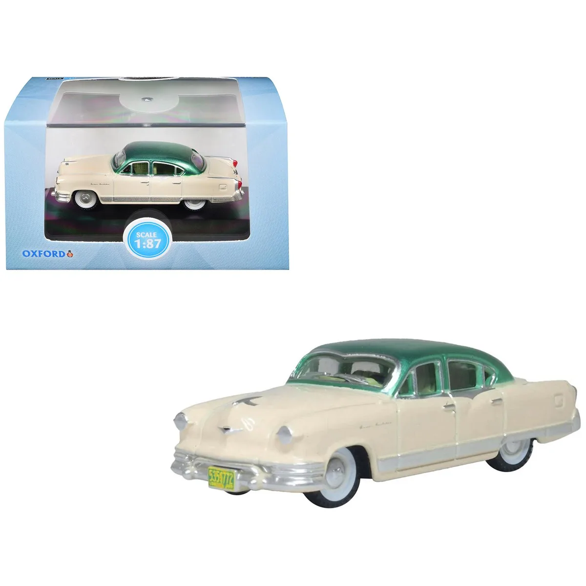 Oxford Diecast Oxford Diecast 1953 Kaiser Manhattan Stardust Ivory Jade Green Metallic Top 1/87 HO Scale Diecast Car — product photo