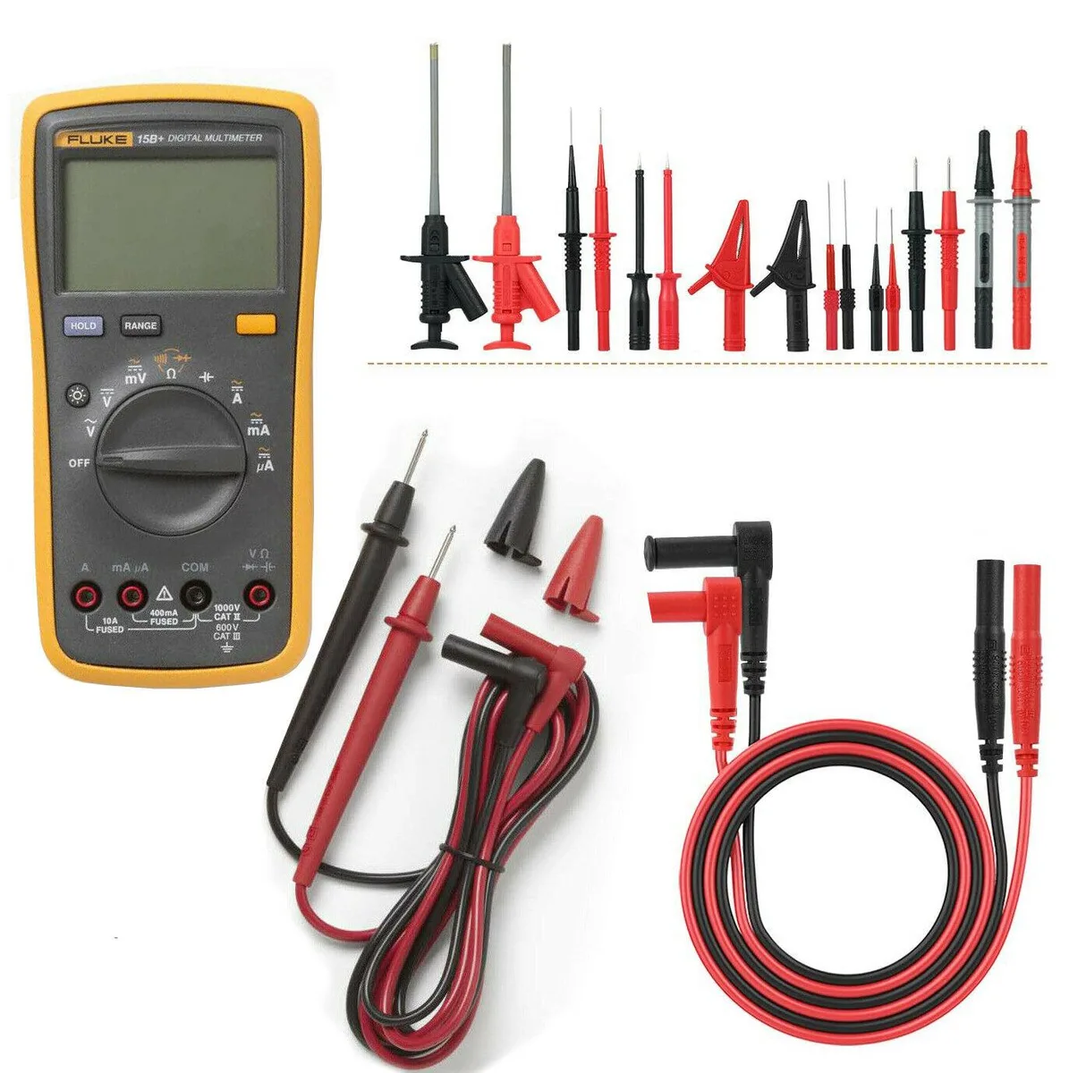 Fluke Fluke 15B+ Digital Multimeter &amp; 21-in-1 Test Lead Kit — product photo