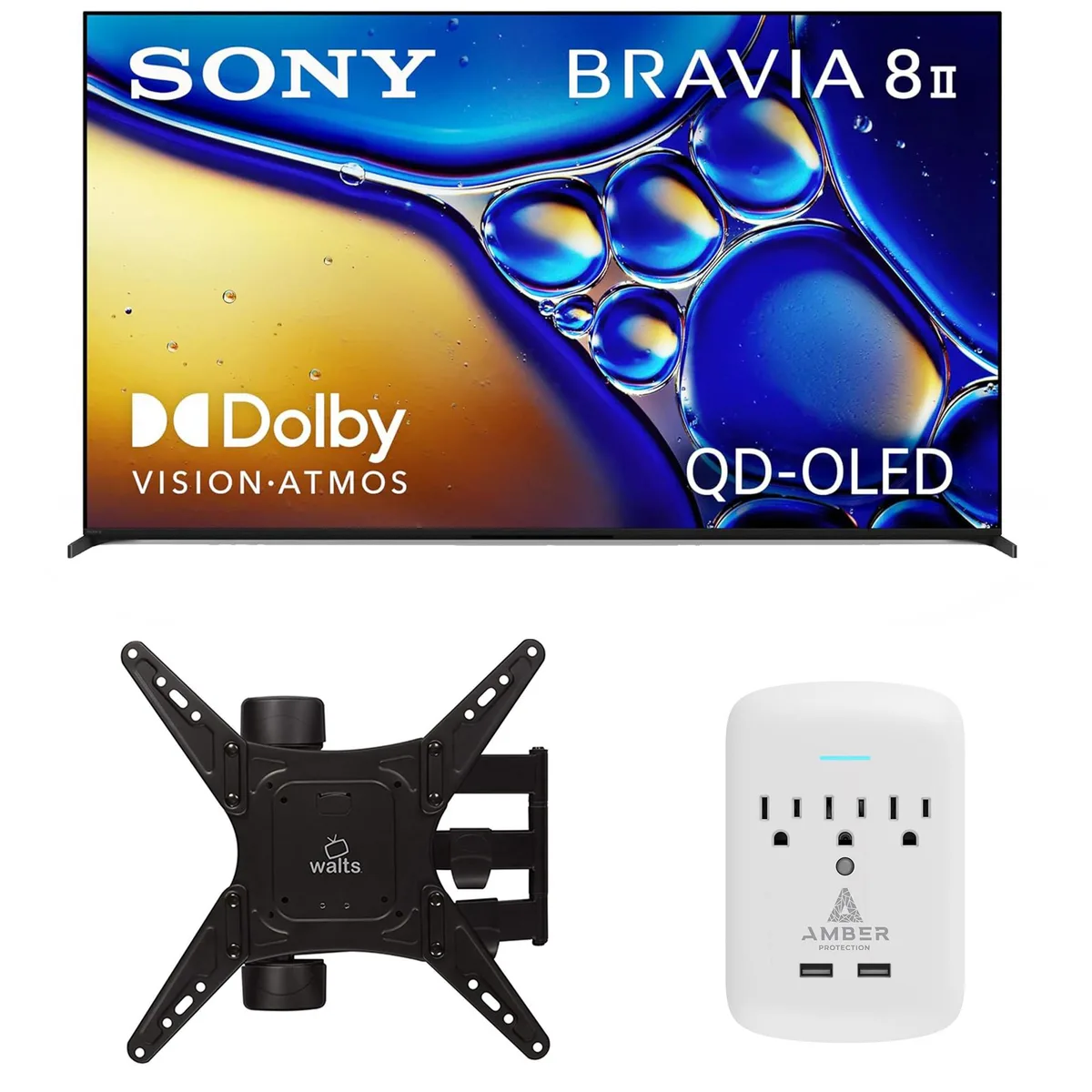 Sony Sony K55XR80M2 55" QD-OLED 4K 120Hz Google TV with Walts Mount &amp; Amber Surge Protector — product photo
