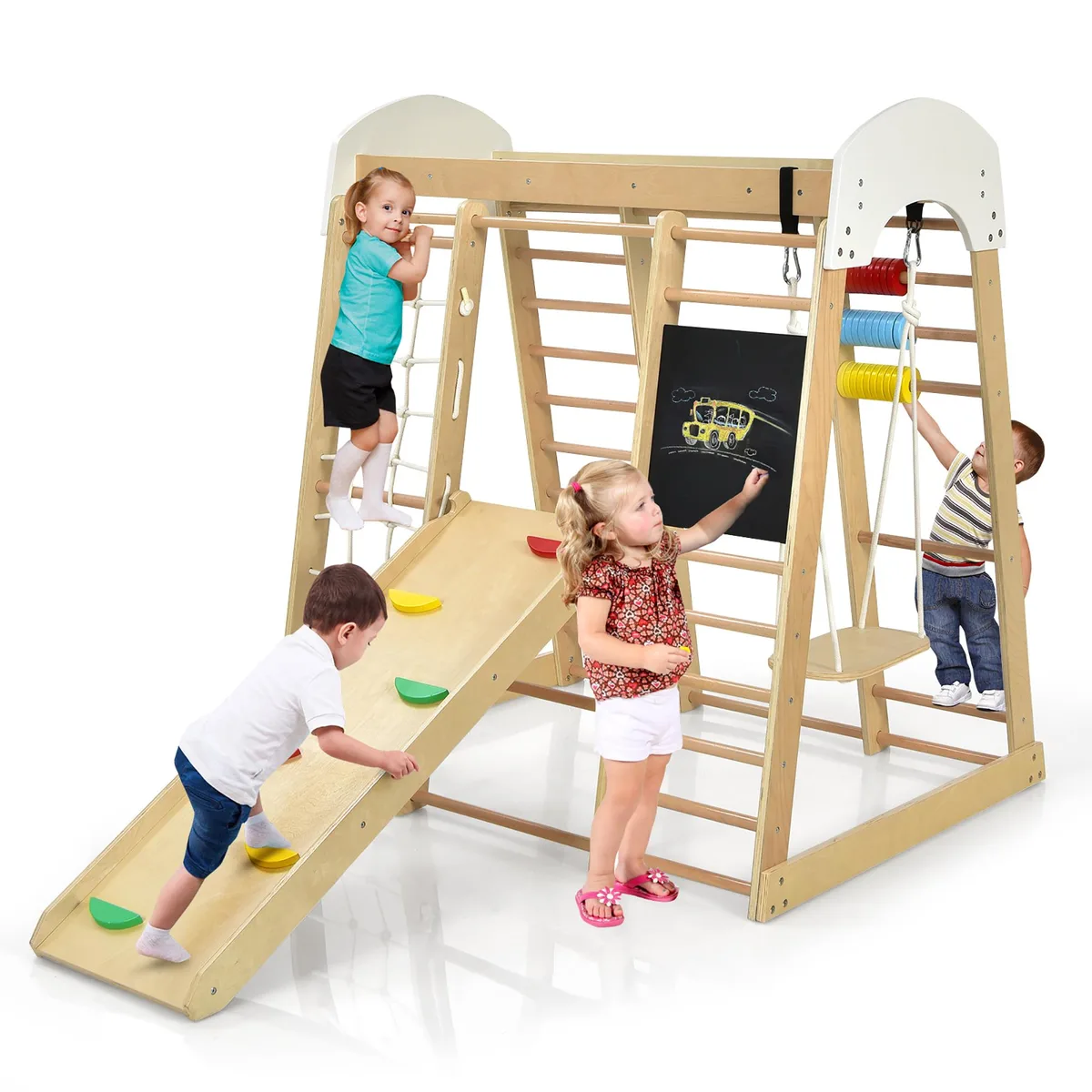 Costway Costway 8-in-1 Wooden Climbing Gym Natural — product photo